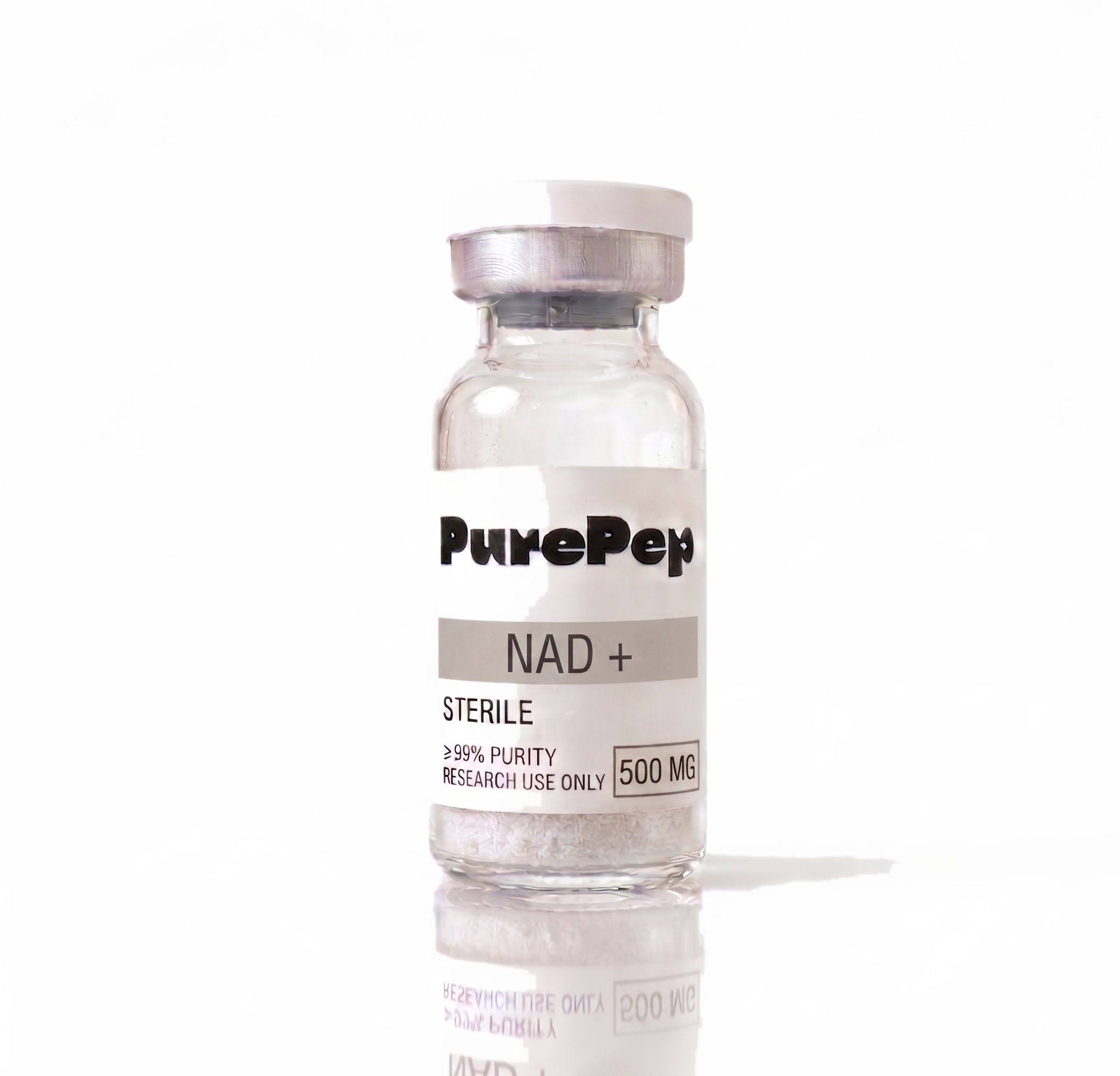 Flacon NAD+ 500mg PurePep, étiquette verte, pureté HPLC ≥98%
