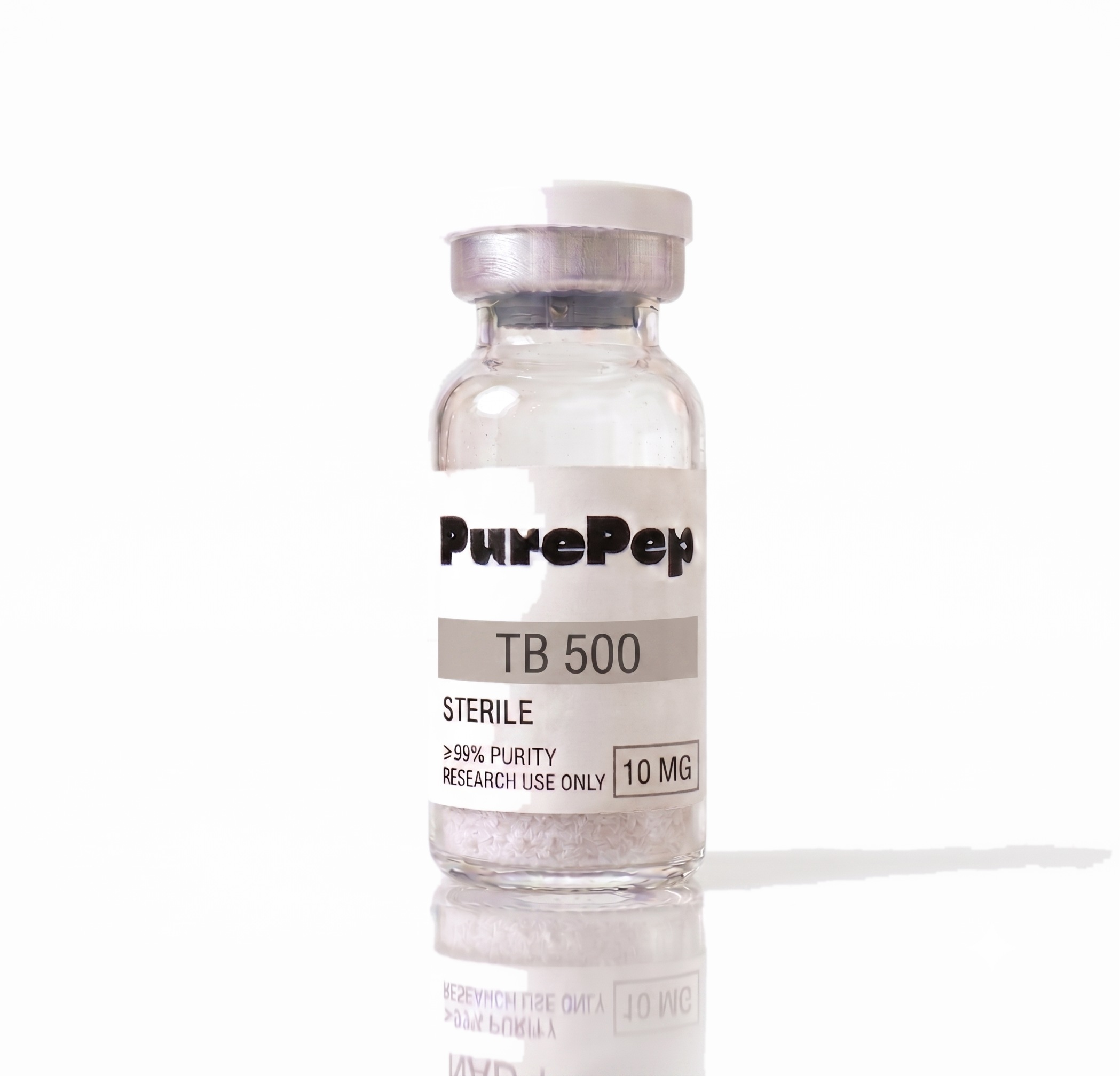 Flacon TB-500 10mg PurePep, étiquette verte, pureté HPLC ≥98%